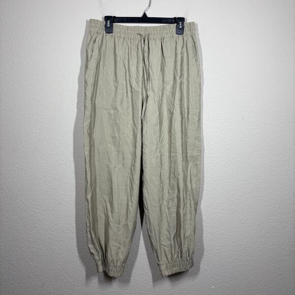 Zara Womens Size Large Weekend Jogger Pants Tan Khaki Drawstring Waist - Picture 1 of 8